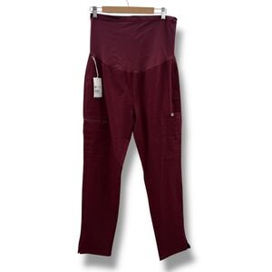 FIGS‎ NWT Yola Maternity Skinny Scrub Pants Small Burgundy Workwear